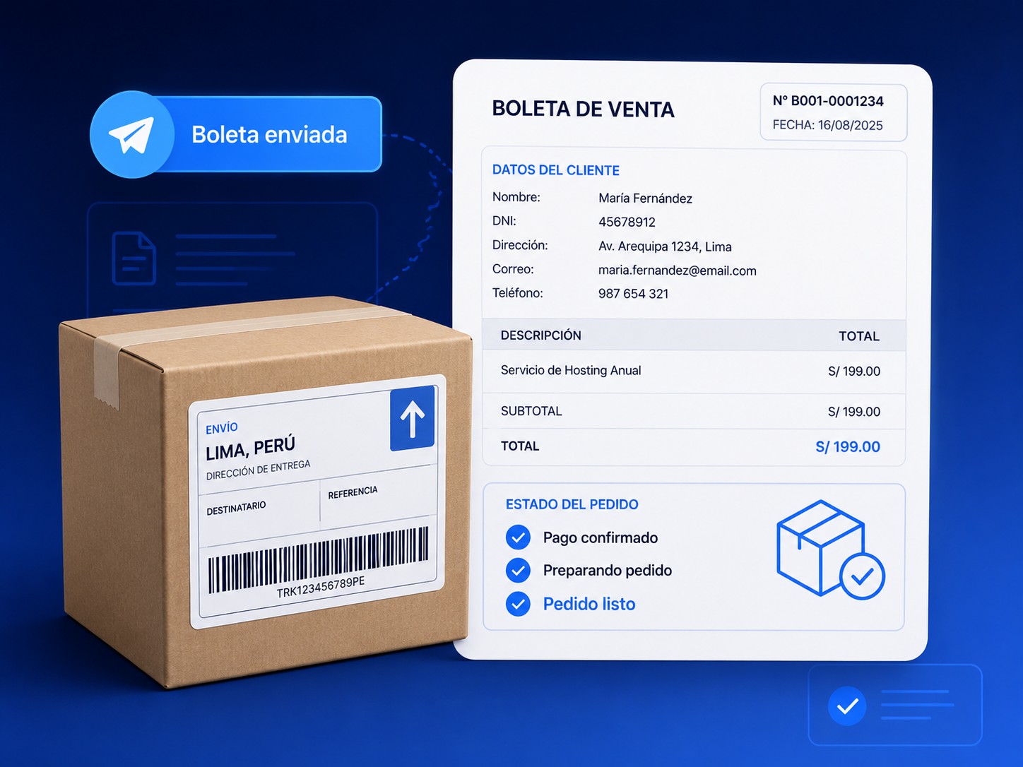 Pedidos listos con boleta y despacho ordenado