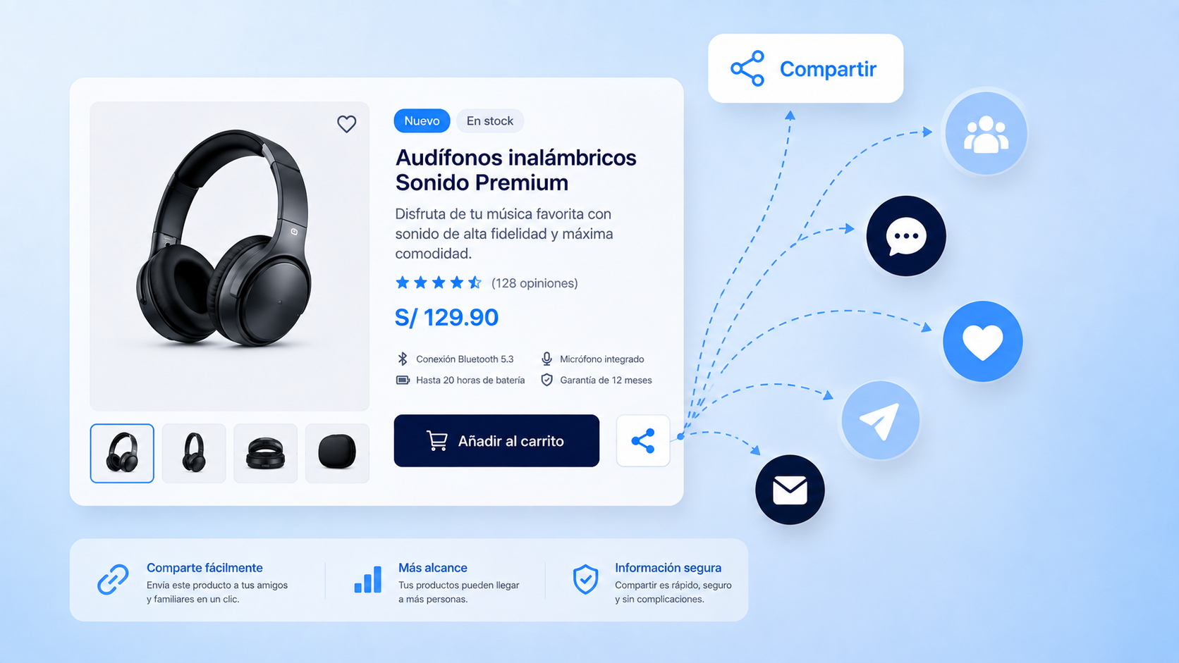 Comparte tus productos en redes sociales